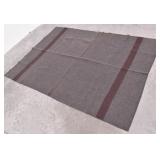 Charcoal Grey Wool Blanket w/ Stripe