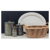(3) Metal Country Living Decor Tins w/ Handles +