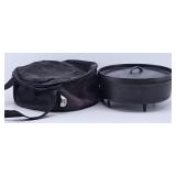 Large Footed Cast Iron Dutch Oven 14" w/ Case