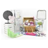 Large Crafting Lot: Organizers, Sewing Basket..