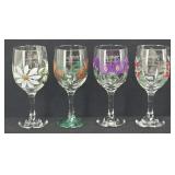(4) LIBBY 8 oz Handpainted Wine Goblets...