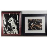 (2) Prints: Sepia-Toned Print of Wine Bottles &