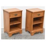 (2) Maple Open-Cabinet 1 Drawer Nightstands