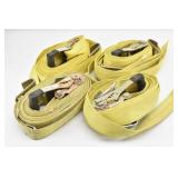 (4) Max Load Ratchet Tie Down Straps w/ Flat Hook