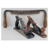 (2) Stanley Planes & Antique Drawknife