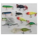 (10) Fishing Lures: Bass Plugs, Poppers...
