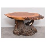Natural Rustic Tree Slab & Burl Wood End Table