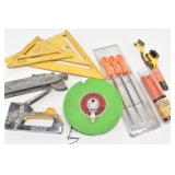 Curly-O-Mark, Fiber Tape Measure, Speed Squares +