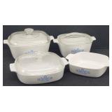 Set of 4 Corning Ware Casserole Dishes Blue