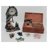 Polished Stones, Wildlife Theme Desk Clock...