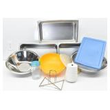 Kitchen: 2-Lrg SS Mixing Bowls, Tupperware Bowl