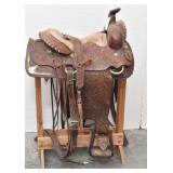Western Saddle Tooled Leather 15" & Breast Collar