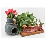 Decor: Pottery Vessel w/ Tulips, Country Wood ...