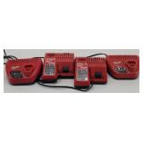(4) Milwaukee Power Tool Battery Chargers M12 12V