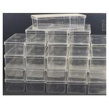 (24) Clear Acrylic Cases w Lids 10" X 4" X 2"