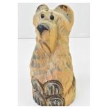 Hand Carved Wood Bear Sculpture 15" T