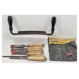 Woodworking Tools: 7pc Chisel Set, Draw Knife