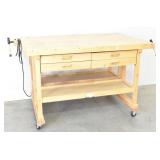 (2) Windsor 60" Hardwood Work Benches Joined