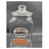 13ï¿½ tall glass butter, pretzel jar