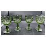 Fenton green thumbprint goblets 6.5ï¿½ tall