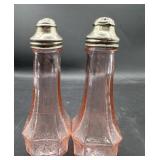 Tall pink depression salt and pepper shakers
