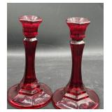 Ruby, red candle holders