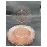 Pink depression, set of six plates 7.5ï¿½