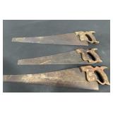 Three vintage hand saws