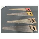 Four vintage hand saws