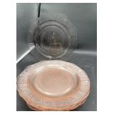 Pink depression, set of six dinner plates 9.5ï¿½