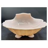 Pink Cambridge shell three footed bowl 10 inch