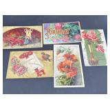 Vintage birthday postcards