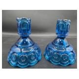 Indiana moon and stars candleholders blue one