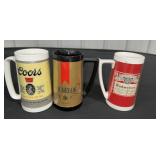 Beer advertising plastic mugs some wear as