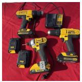 3 deWalt cordless drills with battery/charger
