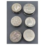 6 vintage decorative collapsible cups with lids