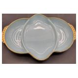 Fire king blue divided dish, 11 inch long