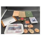 Coca-Cola tip tray, milk, caps, railroad safety