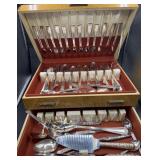 Miscellaneous silver plate silverware in case
