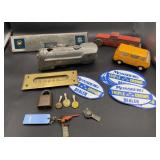 German name tag letter box cover old toys, Tonka