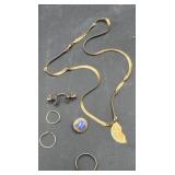 14k gold necklace ring 10 K pin