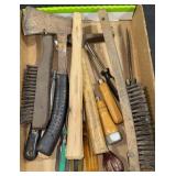 Wire brushes, screwdrivers hatchet