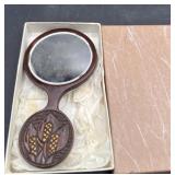Miniature pocket mirror hand carved