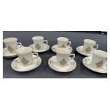 7 Christmas coffee cups and saucer's