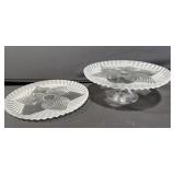 Glass cake, plate, and large plate