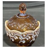 Fenton Opalescent brown candy dish