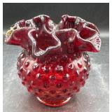 Fenton Ruby, red original sticker 4 inch tall