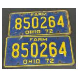 1972 Ohio Farm license plates