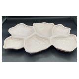 14ï¿½ long pink milk glass candy plate