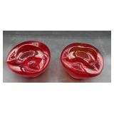 MCM pair red art glass